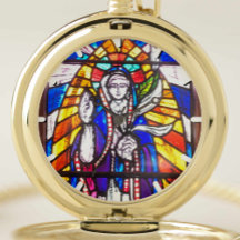 Verbleibendes Glasdesign mit religiöser Abbildung.