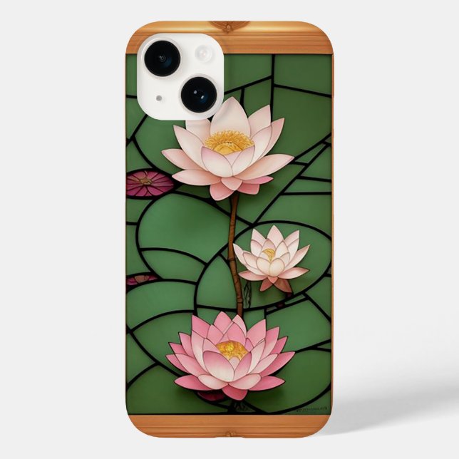 Verbleibendes Glasfenster mit blühender Lotus-Blum Case-Mate iPhone 14 Hülle (Rückseite)