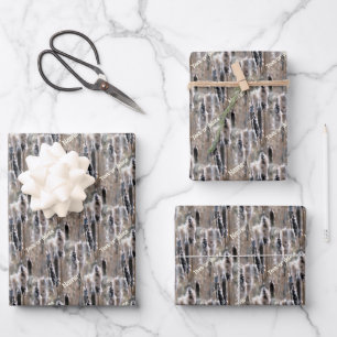 Verblendete Fluffy Cattails Natur Personalisiert Geschenkpapier Set