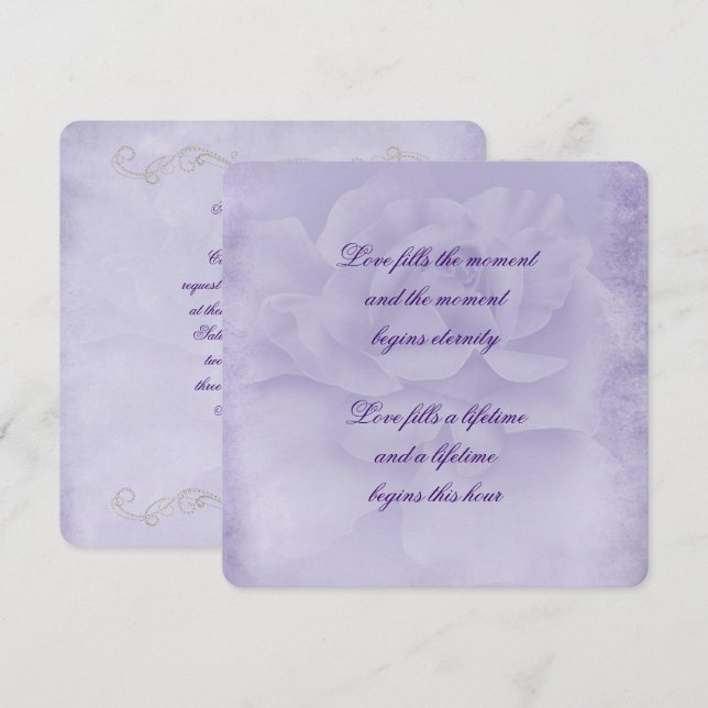 Verblendete Lila Rose Einladung (Vorne/Hinten)