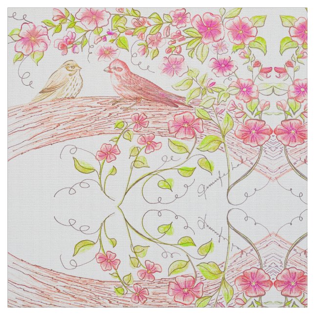 Verblendete rosa Finken Stoff (Muster)