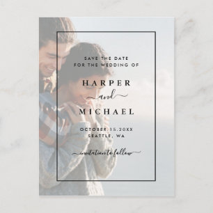 Verblendetes Foto Elegante Hochzeit Save the Date Postkarte