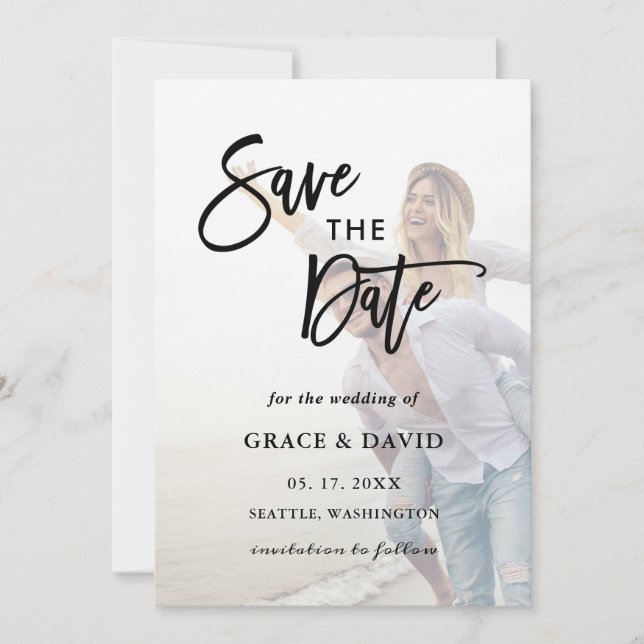 Verblendetes Foto Hochzeit Speichern Sie die Datum Save The Date (Vorderseite)