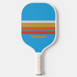 Verblendetes Surfblau durch Streifen mit Namen Pickleball Schläger