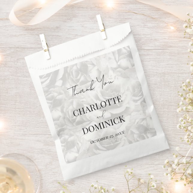 Verblichene graue Rose Personalisiert Hochzeit Dan Geschenktütchen (Ausgeschnitten)