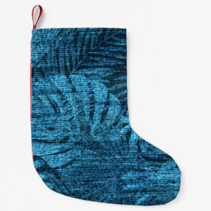 Verblichene Jeans mit tropischen Blätter Kleiner Weihnachtsstrumpf