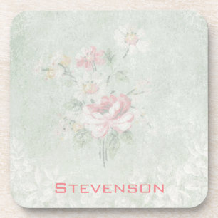 Verblichene Rose Shabby Vintages Design Personalis Getränkeuntersetzer