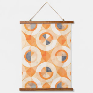 verblichene Terra Geometrics Wandteppich Mit Holzrahmen
