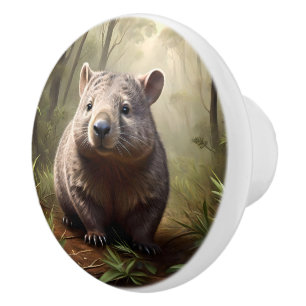 "Verborgen im Busch: Ein australisches Wombat in f Keramikknauf