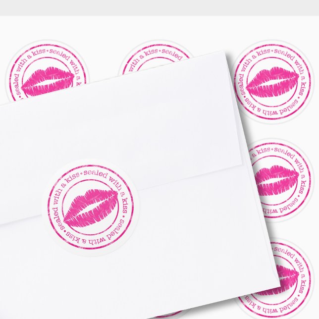 Verborgen mit Kiss Pink Lips Umschlag Aufkleber (Sealed with a kiss stickers just for you)