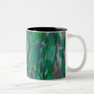 Verborgenes Grün Rot Weiß Bunt Abstrakt Kunst Zweifarbige Tasse