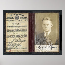 VERBOT AGENT ELIOT NESS CREDENTIALS 1927 POSTER