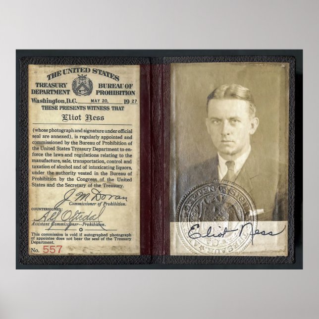 VERBOT AGENT ELIOT NESS CREDENTIALS 1927 POSTER (Vorne)