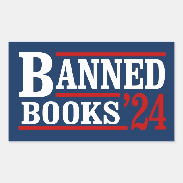 Verbotene Bücher 2024 Rechteckiger Aufkleber (Vorderseite)