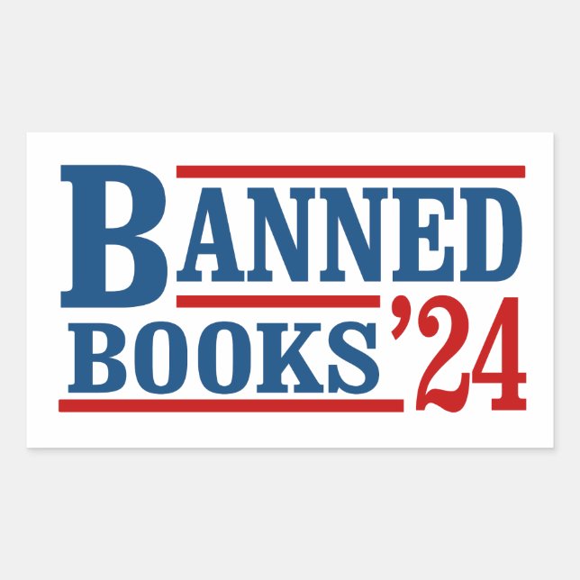 Verbotene Bücher 2024 Rechteckiger Aufkleber (Vorderseite)