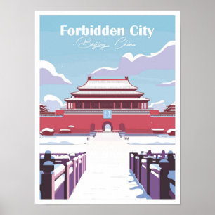 Verbotene City China Travel Place Illustration Poster