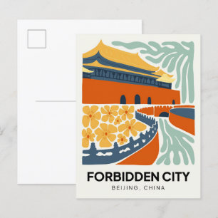 Verbotene Stadt Peking China Reise floral Kunst Postkarte