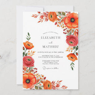 Verbrannt orange spektakuläre herbstliche Hochzeit Einladung