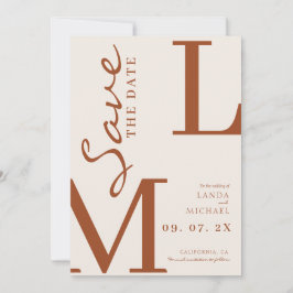 Verbrannt orange stilvolles Monogramm Hochzeit Save The Date