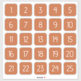 Verbrannte Orange Anpassbare Quadratische Zahlenau Aufkleber
