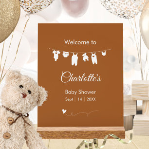 Verbrannte Orange Boho Minimalistische Babyparty Acrylschild