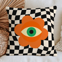 Verbrannte Orange Böser Blick Daisy auf kariertem 
