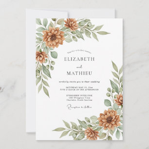 Verbrannte Orange Botanische Hochzeit zur Erntezei Einladung