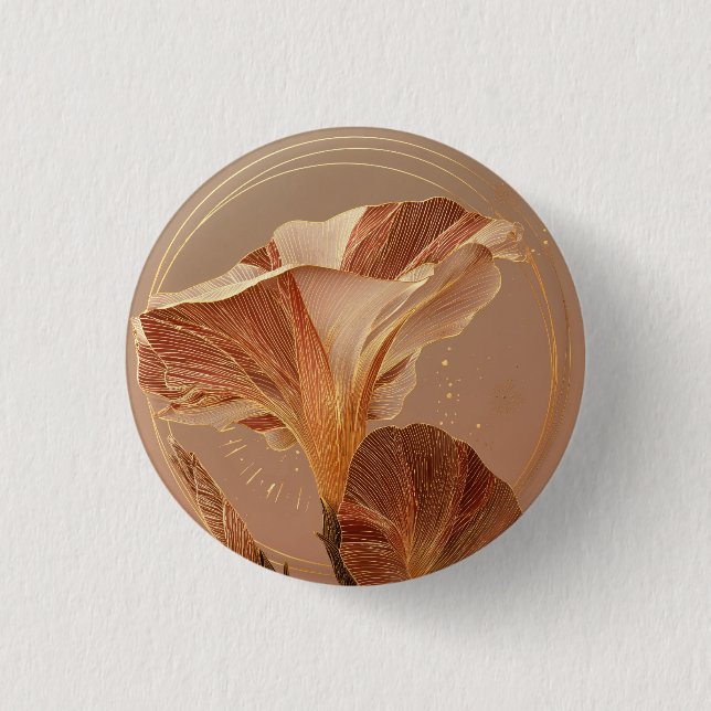 Verbrannte Orange Calla-Lilie Botanisch Button (Vorderseite)