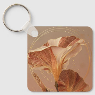 Verbrannte Orange Calla-Lilie Botanisch Schlüsselanhänger