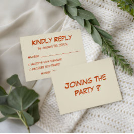 Verbrannte Orange Handschrift-Typografie Hochzeit  RSVP Karte