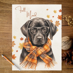 Verbrannte orange Herbstblätter Schwarzer Labrador Postkarte