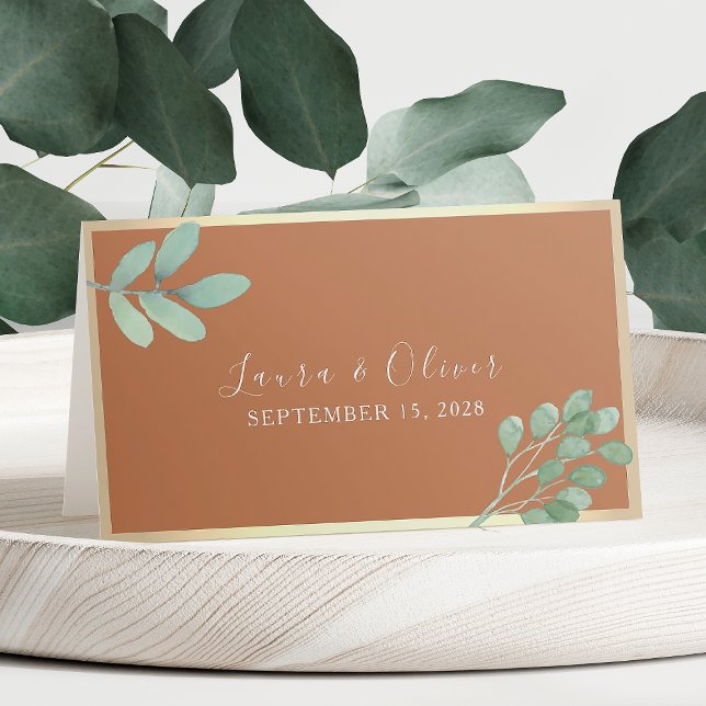 Verbrannte Orange Hochzeitsplatzkarte Platzkarte (Von Creator hochgeladen)