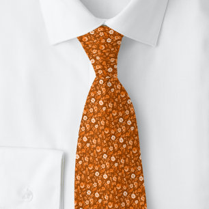 Verbrannte Orange Kleine Blumen Krawatte