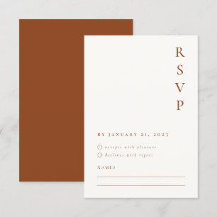 Verbrannte Orange Minimalistische RSVP-Karte RSVP Karte