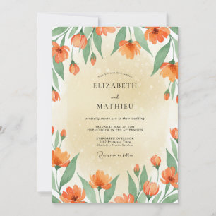 Verbrannte Orange Mohn Hochzeit Einladung