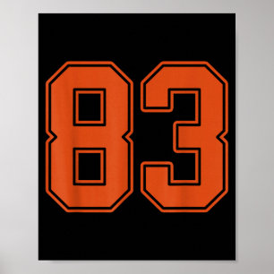 Verbrannte Orange Nummer 83 Trikot Spieler Uniform Poster
