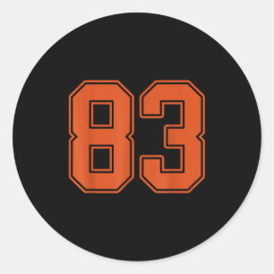 Verbrannte Orange Nummer 83 Trikot Spieler Uniform Runder Aufkleber