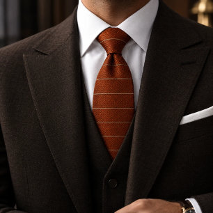 Verbrannte Orange-Rost-Textur-Pinstreifen Krawatte