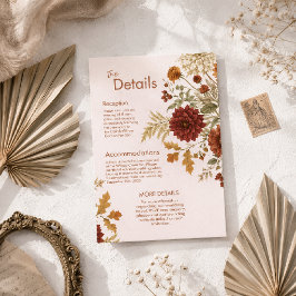 Verbrannte Orange Rustikale Herbstblätter Hochzeit Begleitkarte
