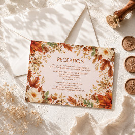 Verbrannte Orange Rustikale Herbstblätter Hochzeit Begleitkarte