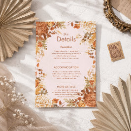 Verbrannte Orange Rustikale Herbstblätter Hochzeit Begleitkarte