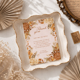 Verbrannte Orange Rustikale Herbstblätter Hochzeit Dankeskarte