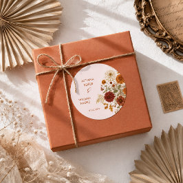 Verbrannte Orange Rustikale Herbstlaub Hochzeit  Runder Aufkleber