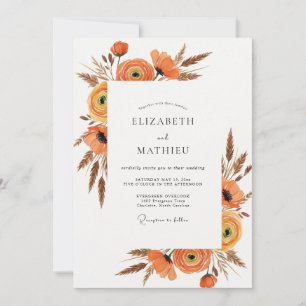 Verbrannte Orange Rustikale Hochzeit zur Erntezeit Einladung