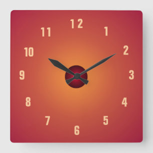 Verbrannte Orange Uhr> Küchenuhren Quadratische Wanduhr