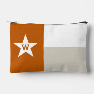 Verbrannte Orange- und Beige-Flagge von Texas Zubehörtasche