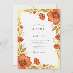 Verbrannte Orange Üppige Ernte Hochzeit Einladung