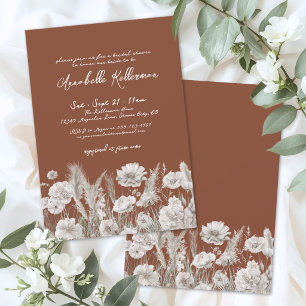 Verbrannte Orangefarbene Florale Boho-Hochzeitsdus Einladung