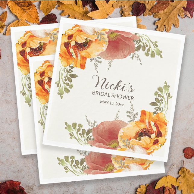 Verbrannte Orangefarbene Florale Herbstliche Hochz Serviette (Von Creator hochgeladen)