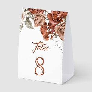 Verbrannte Rosen Terrakotta Florale Hochzeit Tisch Tischaufsteller